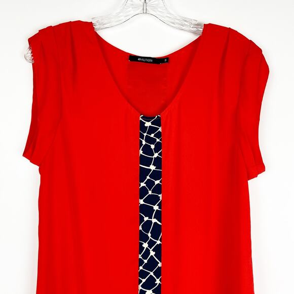 41Hawthorn Sleeveless Blouse Red With Navy Stripe Lightweight Womens Size Small - Picture 4 of 11